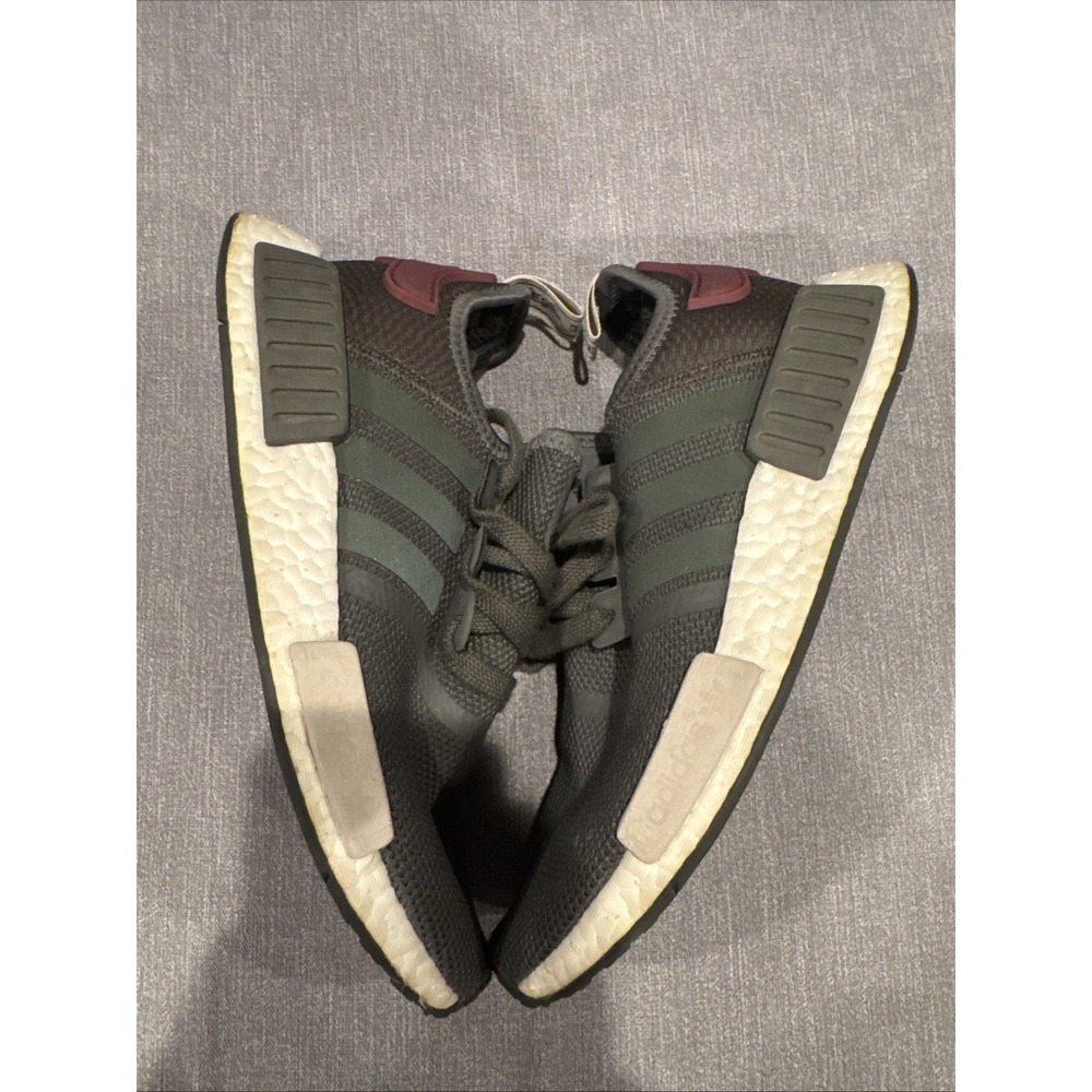 adidas NMD_R1 Core Green Burgundy Japanese Heel Tab Boost Womens Size 7